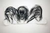 Sabine Hertig: 3 Koepfe, 2003-04, Grafit auf Papier, teilweise collagiert, 102 x 210 Foto ©Elisabeth Schiess &nbsp;